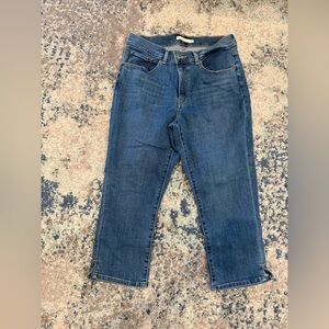 Blue Denim Cropped Jeans